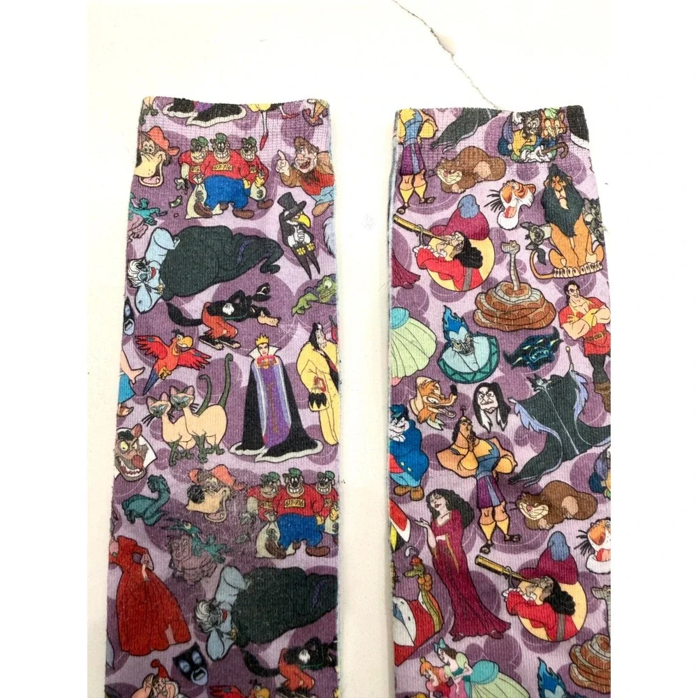FREE w/ PURCHASE Disney Heroes Villains Crew Socks Grey Purple All Over Print